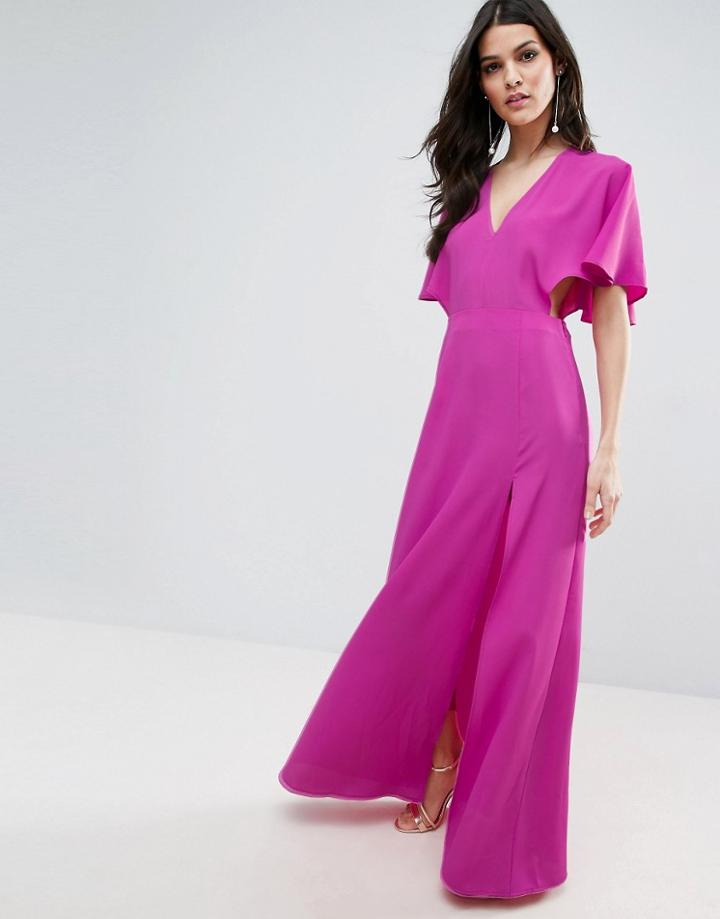 Asos Open Side Kimono Sleeve Maxi Dress - Pink
