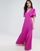 Asos Open Side Kimono Sleeve Maxi Dress - Pink