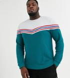 Asos Design Plus Sweatshirt With Chevron Color Block In Ribbed Fabric-green