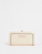 River Island Embossed Patent Wallet In Cream-white