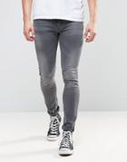 Nudie Jeans Co Skinny Lin Jean Rough Stone Wash - Gray