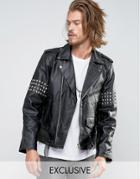 Reclaimed Vintage Leather Jacket With Studding - Black