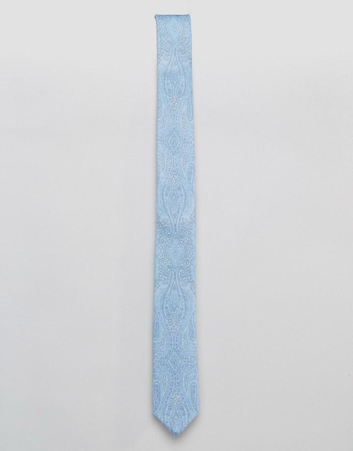 Asos Slim Tie In Paisley Design - Blue
