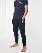 Boss Bodywear Sweatpants With Contrast Panels In Navy