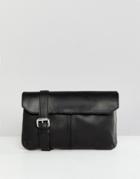 Asos Design Leather Flat Fanny Pack - Black