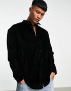 Asos Design Oversized Velvet Shirt In Black