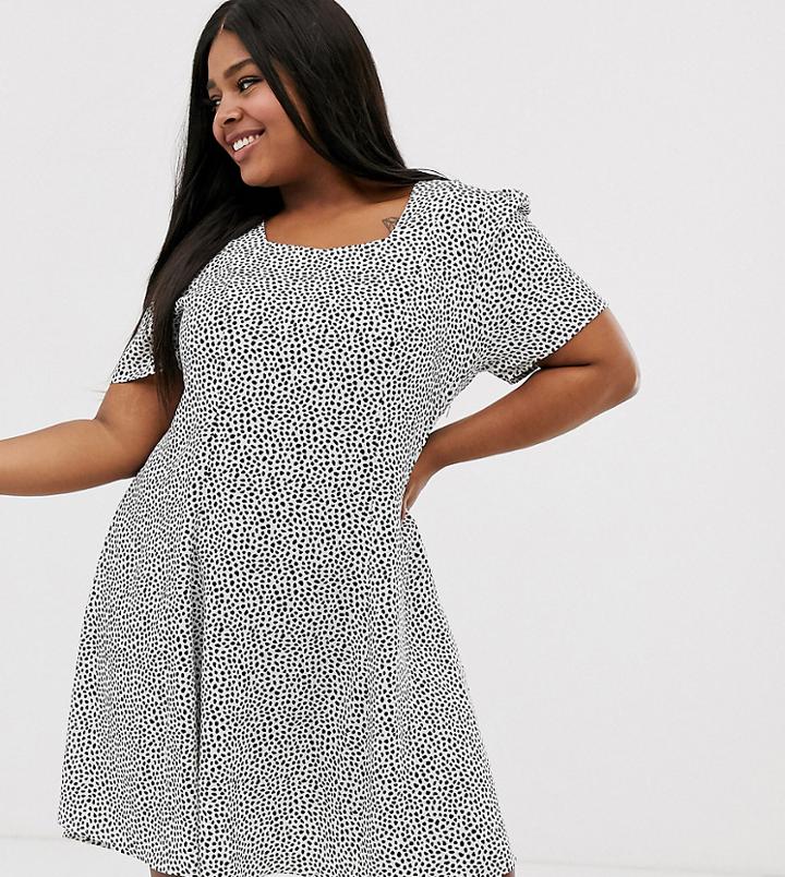 Glamorous Curve Smock Dress In Polka Dot
