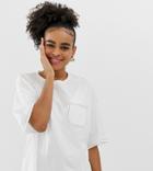 Monki Oversized Crew Neck T-shirt With Pocket In Beige - Beige