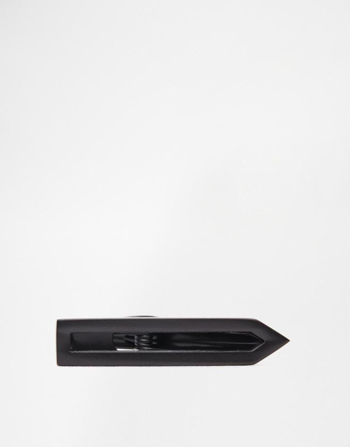 Asos Geometric Tie Bar In Matte Black - Black
