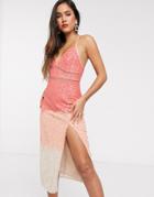 Asos Design Ombre Embellished Pencil Midi Dress-multi