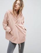 Asos Jacket With Hood And Ring Pull Detail - Pink