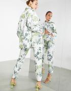 Asos Edition Tapered Cotton Pants In Floral Print-multi