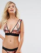 Asos Fuller Bust Firework Sequin Encrusted Plunge Bikini Top Dd-g - Multi