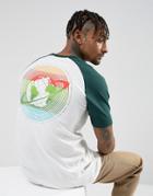 Asos Longline Raglan T-shirt With Globe Back Print - White