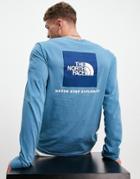 The North Face Nse Box Back Print Long Sleeve T-shirt In Blue-blues