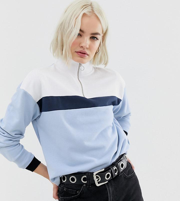 New Look Half Zip Sweat In Blue