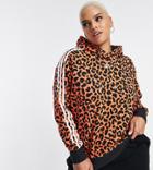 Adidas Originals X Rich Mnisi Plus All Over Leopard Print Hoodie In Orange