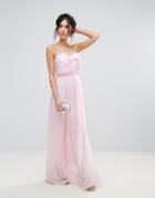 Club L Bridesmaid Chiffon Detail Knot Maxi Dress - Pink