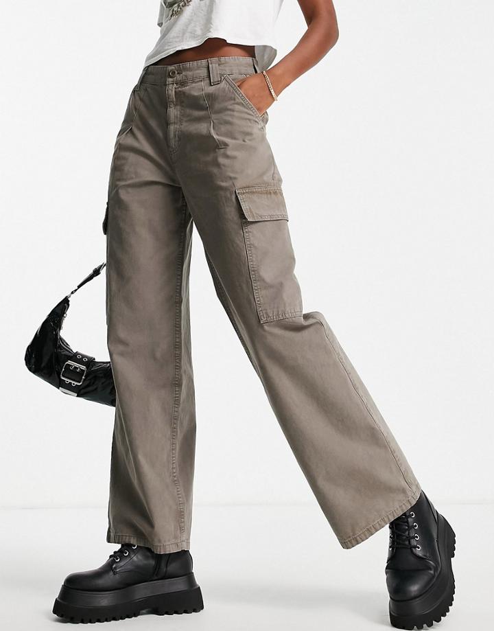 Asos Design Oversized Cargo Pants In Mushroom-gray