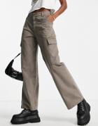 Asos Design Oversized Cargo Pants In Mushroom-gray