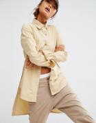 Daisy Street Military Shirt With Hi-low Hem - Beige