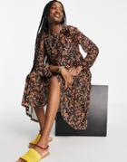 Vila Mesh Midi Dress In Floral-multi