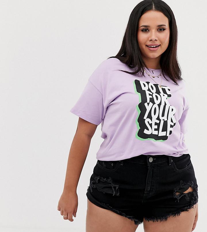 Asos Design Curve T-shirt With Poster Pop Print - Pink