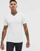 River Island Muscle Fit V-neck T-shirt In White - White
