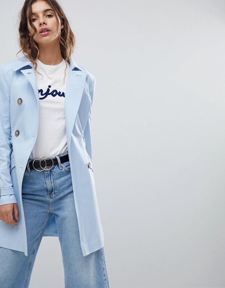 Miss Selfridge Exclusive Belted Trench - Blue