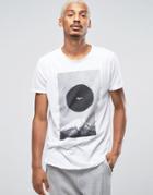 Pull & Bear Longline T-shirt In White With Japan Print - White