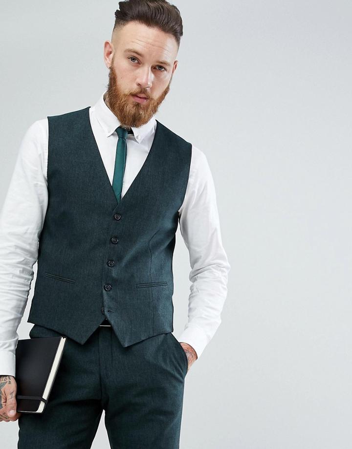 Selected Homme Skinny Vest In Forest Green - Green