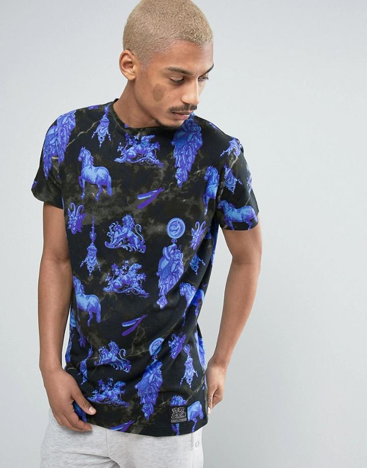 Cheats & Thieves Black Marble All Over Print T-shirt - Black