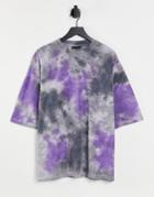 Asos Design Oversized T-shirt In Towelling Tie Dye-multi