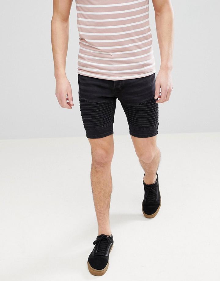 Brave Soul Skinny Biker Shorts - Black