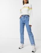 Asos Design High Rise 'slouchy' Mom Jeans In Brightwash-blues