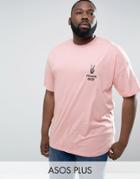 Asos Plus Oversized T-shirt With Peace Out Embroidery - Pink
