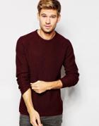 Selected Homme Textured Knitted Crew Neck Sweater - Red