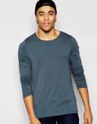 Asos Muscle Long Sleeve T-shirt With Boat Neck In Gray - Gray