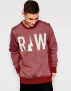 G-star Crew Sweatshirt Netrol Raw Logo In Red Heather - Dry Red Htr