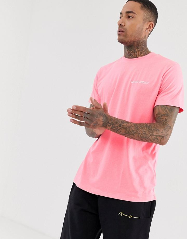 Night Addict Oversized Neon Pink T-shirt - Pink