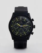 Asos Design Oversized Rubberised Watch In Black With Yellow Highlights - Black