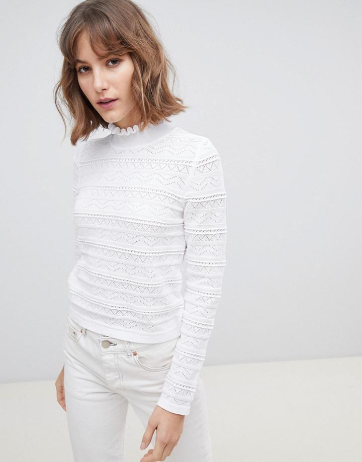 Asos Design Textured Pointelle Sweater-white