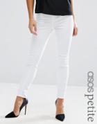 Asos Petite Ridley High Waist Skinny Jeans In White - White