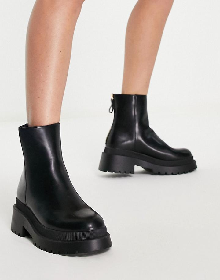 Miss Selfridge Ambush Black Pu Ankle Boots