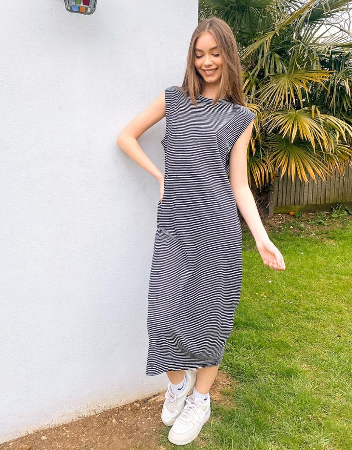 Whistles Minimal Stripe Jersey Dress In Navy-blues