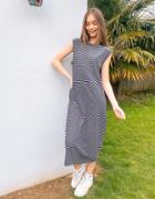 Whistles Minimal Stripe Jersey Dress In Navy-blues