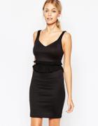 Hedonia Maisy Pencil Dress With Frill Waist Detail - Black