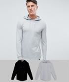 Asos Longline Muscle Fit Hoodie In Black/gray Marl Save - Multi