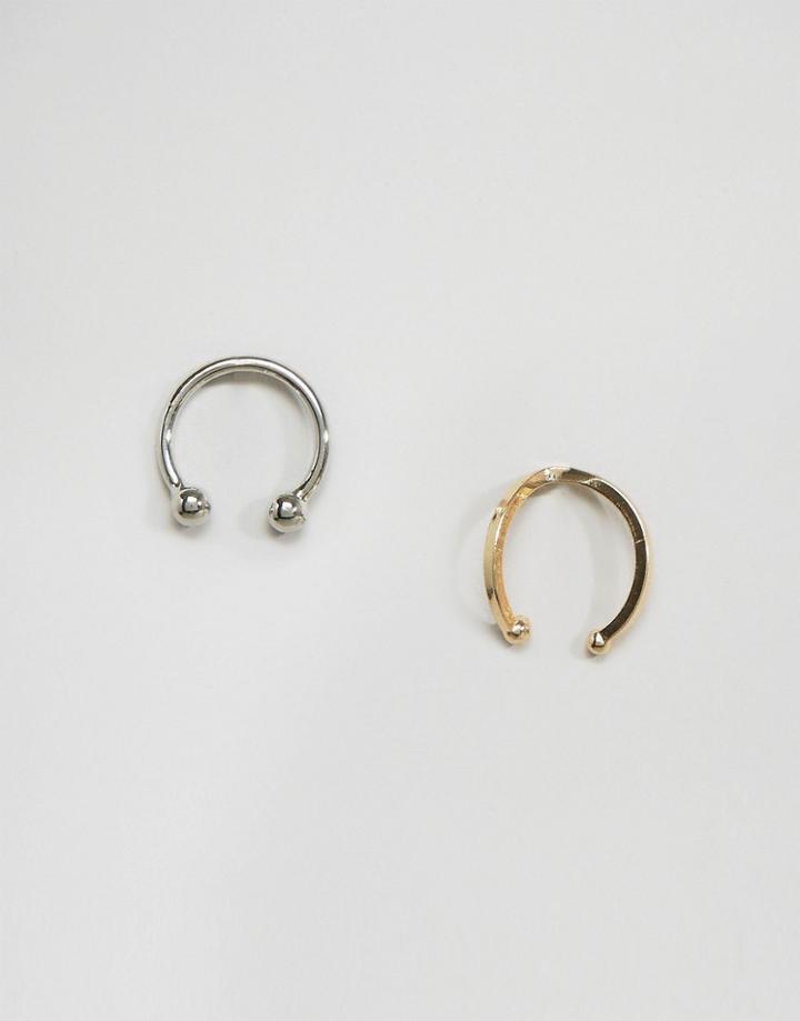 Asos Pack Of 2 Shape Ear Cuffs - Multi