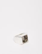 Asos Signet Ring With Semi Precious Stone - Burnished Silver